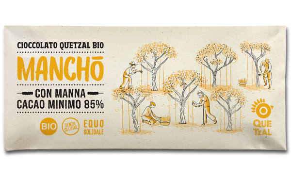 Bio-Schokolade aus Modica ohne Zucker, mit Bio-Manna gesüßt, vegan, 60g