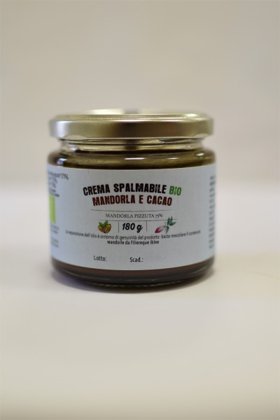 Sizilianische Bio-Mandelcreme aus Modica, Bio-Rohrzucker & Bio-Kakao, vegan