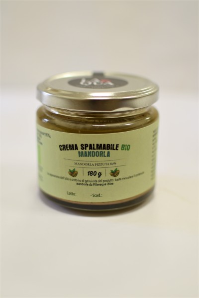 Sizilianische Bio-Mandelcreme der alten Sorte "Pizzuta" aus Modica mit Bio-Rohrzucker, vegan