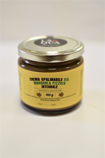 Sizilianische Bio-Mandelcreme pur, Bio-Mandeln der alten Sorte "Pizzuta" aus Modica, vegan