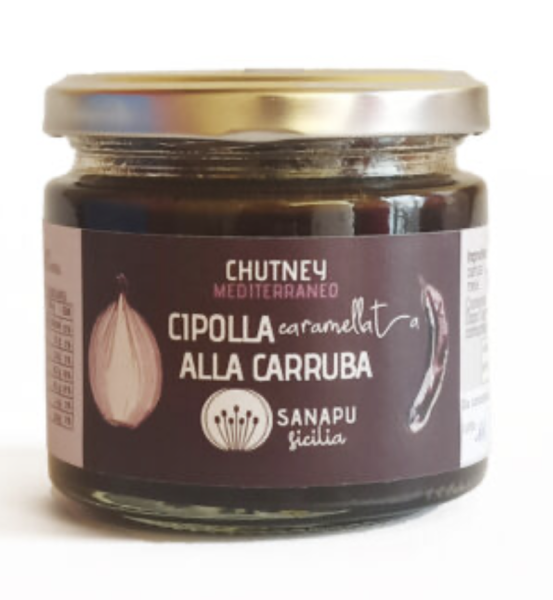 Sizilianisches Chutney mit karamelisierter, roter Zwiebel mit Johannesbrotfrucht, 100g, vegan